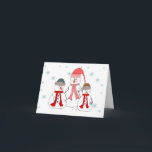 Cartão De Festividades Senhoritas Boneco de neve, arte lunática das<br><div class="desc">As senhoritas felizes Boneco de neve ou a mulher da neve estão na neve com seus bonecos de neve de duas crianças que sorriem e que acenam às pessoas que passam perto. Este design de cartão seria grande para mais ou menos toda a ocasião que você quiser enviar a um...</div>