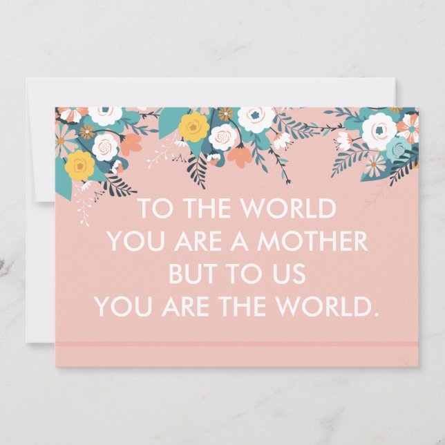 Cartão De Festividades Sentimental de citação de dias de as mães (Frente)