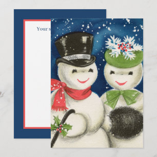 Cartão De Festividades sentimentos de adição de casal de neve de natais