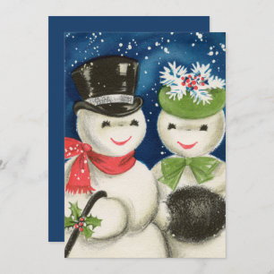 Cartão De Festividades sentimentos de adição de casal de neve de natais v