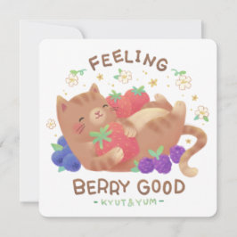 Cartão De Festividades Sentindo-se Muito Bem: Gatinho Fofo com Frutas Ver