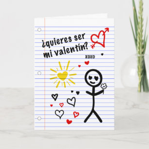Cartão De Festividades ser mi valentin bocetos de papel de cuaderno