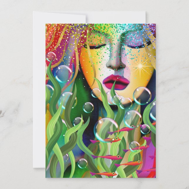 Cartão De Festividades Sereia Mágica (Frente)