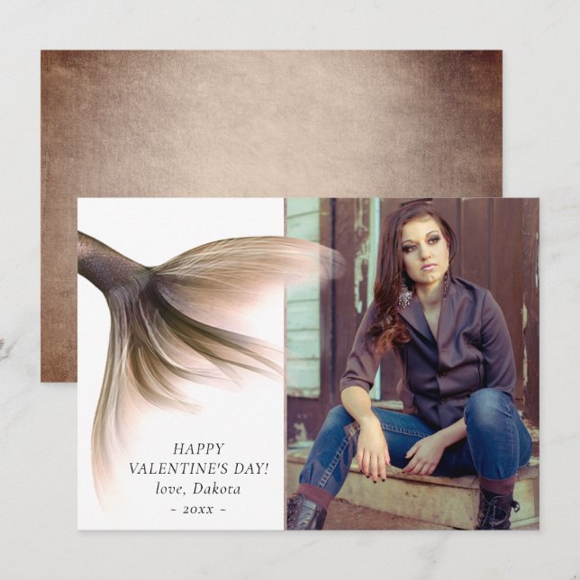 Cartão De Festividades Sereia Posh Tail | Dusty Terracotta Peach Foto (Frente/Verso)