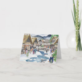 Cartão De Festividades Serenidade de inverno no Natal da Vila Japonesa