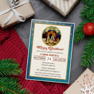 Cartão De Festividades Serviço de Canto de Natal da Igreja Cristã Religio