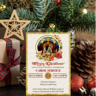 Cartão De Festividades Serviço de Natais da Igreja Cristã Religiosa