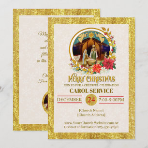 Cartão De Festividades Serviço de Natais da Igreja Cristã Religiosa