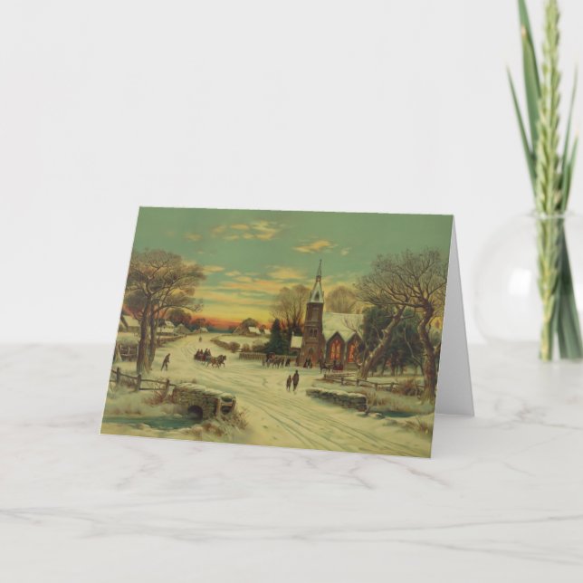 Cartão De Festividades Serviços da Igreja da Véspera de Natal (Frente)