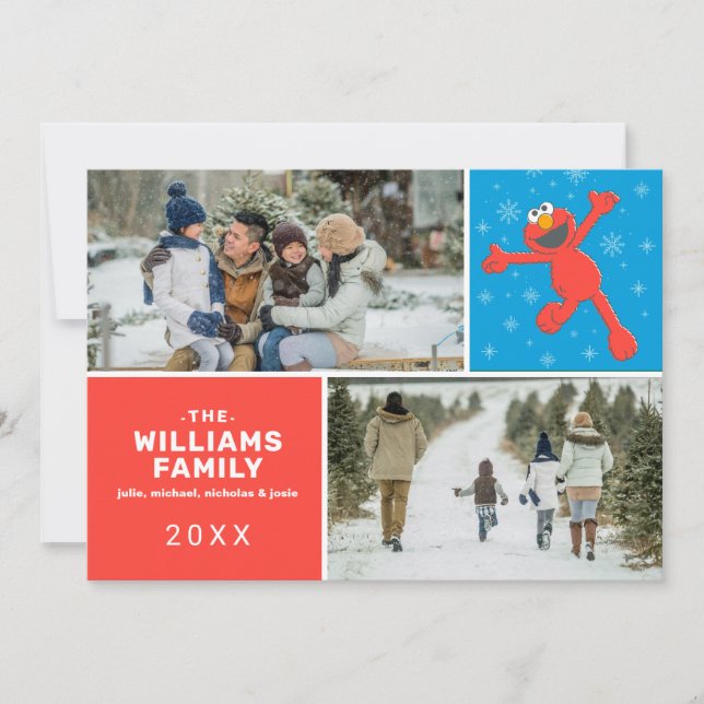 Cartão De Festividades Sesame Street | Foto da Família do Floco de Neve d (Frente)