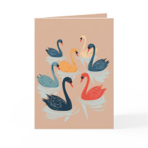 Sete Cisnes Nadando Estêncil Recortado Estilo 7