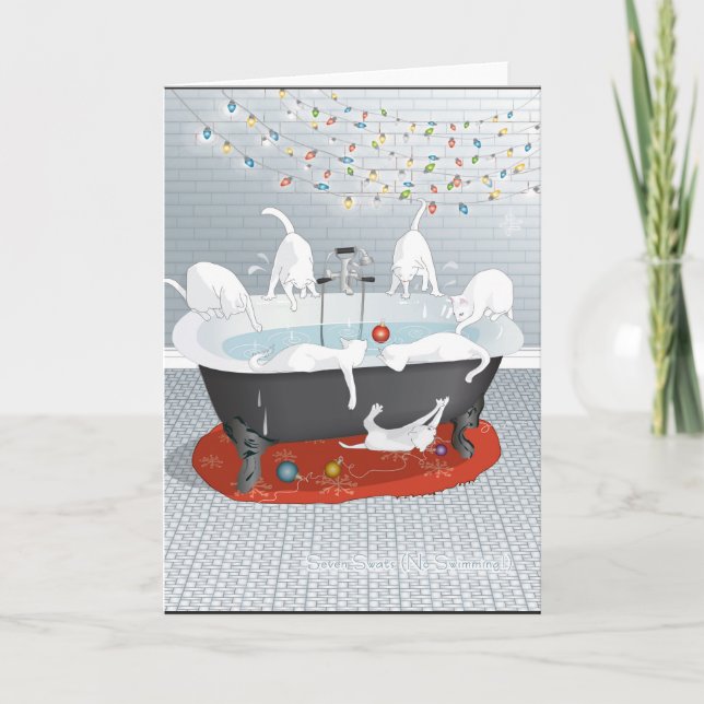 Cartão De Festividades Sete golpeiam, nenhuma natação! Feriado (Frente)
