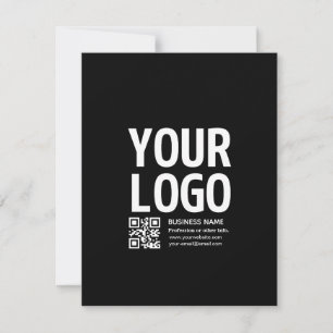 Cartão De Festividades Seu logotipo c/ código QR editável & Texto