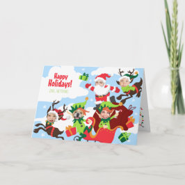 Cartão De Festividades Seu Rosto Aqui! Família de 5 Felizes Natal