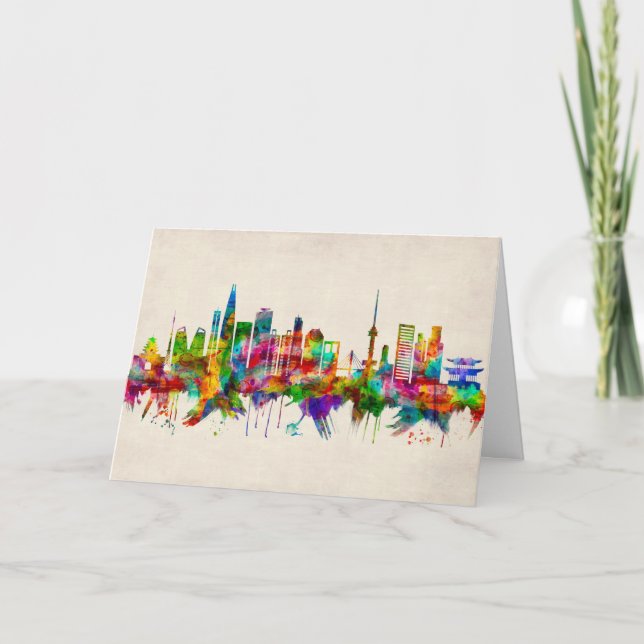 Cartão De Festividades Seul Coreia do Sul Skyline (Frente)