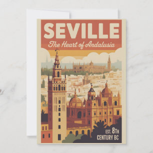 Cartão De Festividades Sevilha Espanha Retrô Paisagem Urbana Viagem 