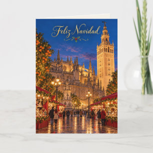 Cartão De Festividades Sevilla Giralda Feliz Navidad