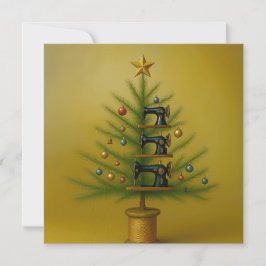 Cartão De Festividades Sewing machine Christmas tree Happy Crafty Xmas