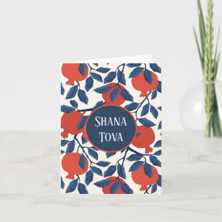Cartão De Festividades Shana Tova Design Botânico de Romã | Elegante