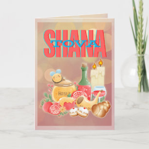 Cartão De Festividades Shana Tovah para um Ano Novo Doce / Rosh Hashanah