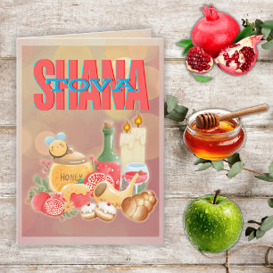 Cartão De Festividades Shana Tovah para um Ano Novo Doce / Rosh Hashanah