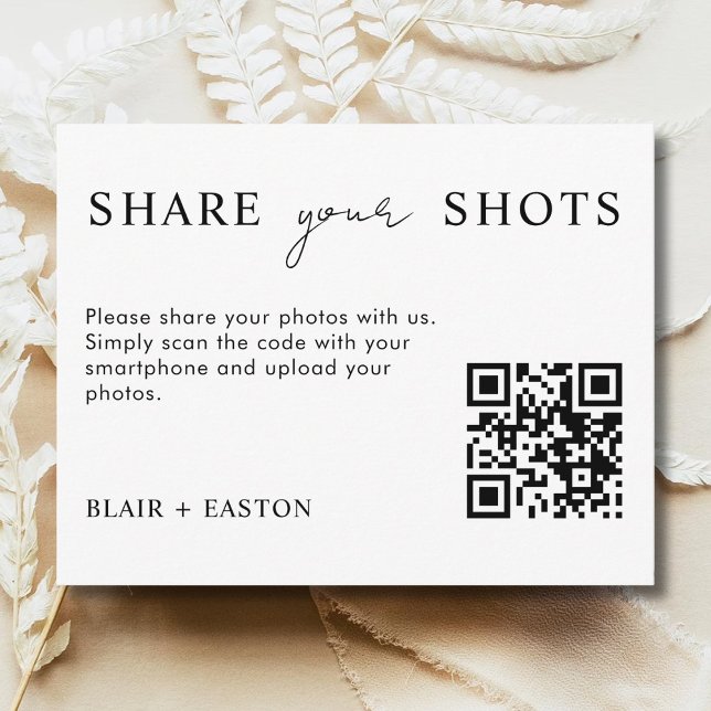 Cartão De Festividades Share Your Shots QR Code Share the Love Wedding (Criador carregado)
