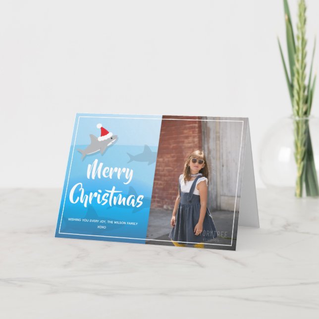 Cartão De Festividades Shark no Natal Folheto de Natal (Frente)