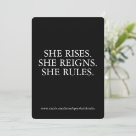 Cartão De Festividades She Reigns Card – Motivational Feminist Quote Gift
