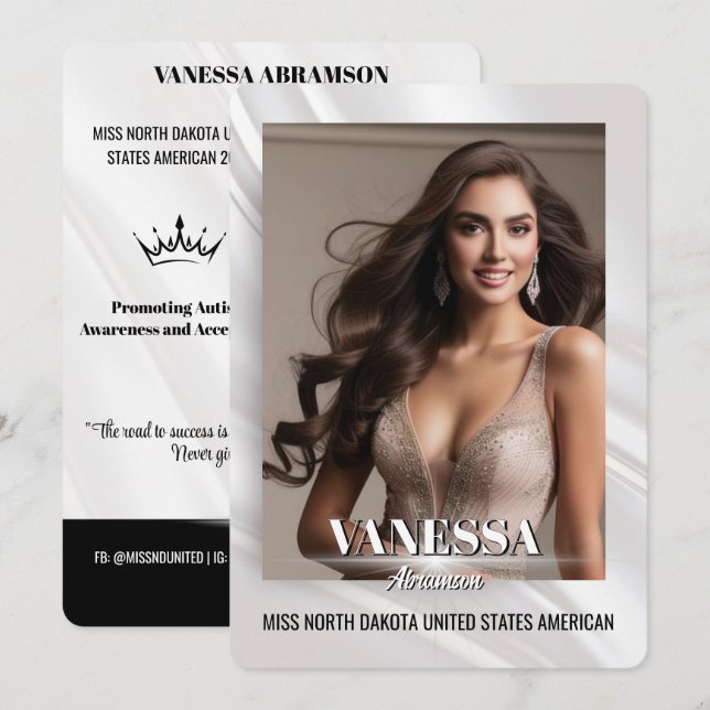 Cartão De Festividades Sheer Sunburst Pageant Autograph Card (Frente/Verso)