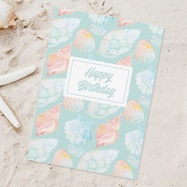 Cartão De Festividades Shell Watercolor Happy Birday