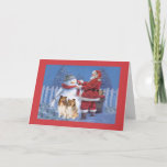 Cartão De Festividades Sheltie Christmas Card Papais noeis e Snowman<br><div class="desc">Lembrar a família e os amigos durante o feriado é uma maneira maravilhosa de manter contato com as pessoas que você ama e se importa. Criei estes cartões de natal de cães com amor e cuidado e tenho a certeza de que qualquer pessoa que ame cães ficará encantada em recebê-los....</div>