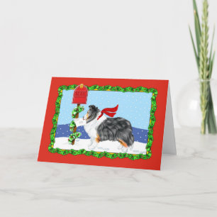 Cartão De Festividades Sheltie Christmas Mail Tri Color