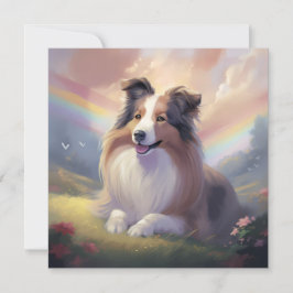 Cartão De Festividades Sheltie Dog Memorial Rainbow Bridge Personalizada