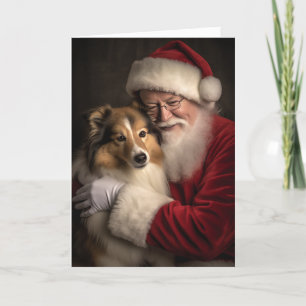 Cartão De Festividades Sheltie e Papais noeis