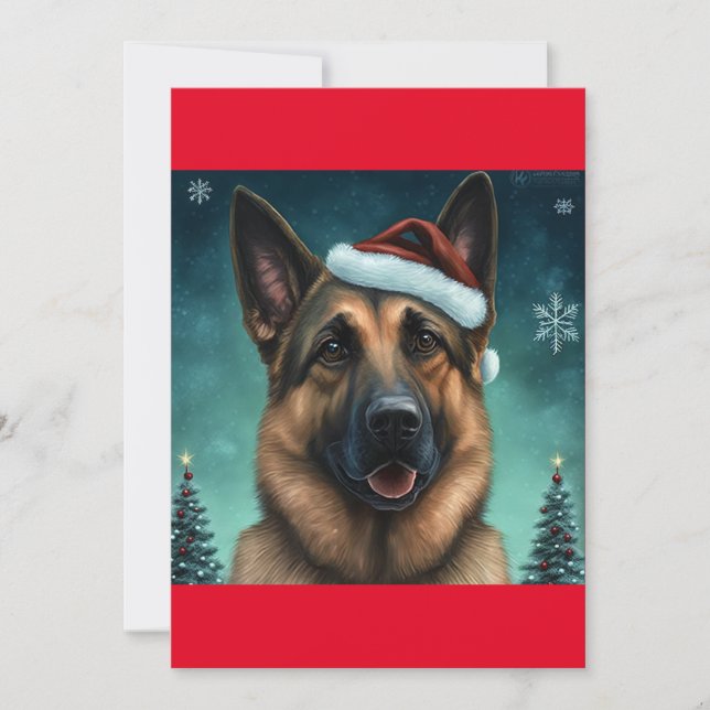Cartão De Festividades Shepard Alemão de Natal / presente de cão Alsacian (Frente)