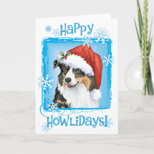 Cartão De Festividades Shepherd australiano de Natal
