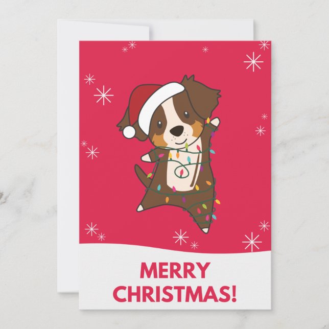 Cartão De Festividades Shepherd australiano Feliz Natal Inverno (Frente)