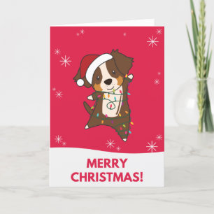Cartão De Festividades Shepherd australiano Feliz Natal Inverno