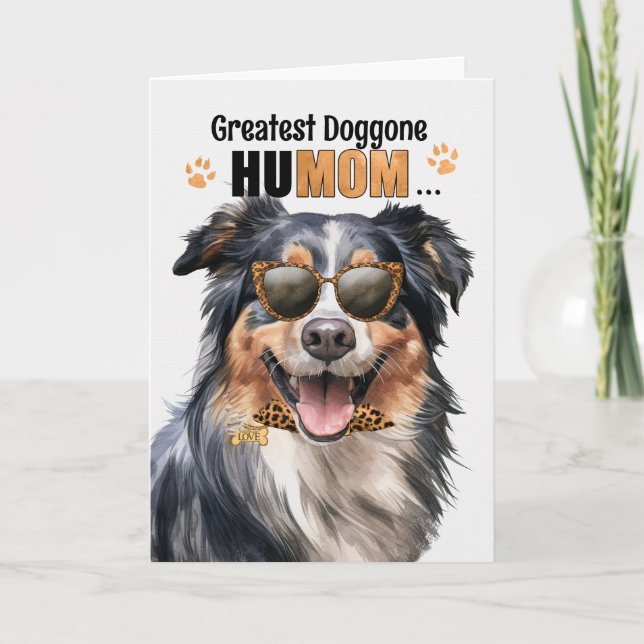 Cartão De Festividades Shepherd Dog Greatest HuMOM Dia de as mães Inglês (Frente)