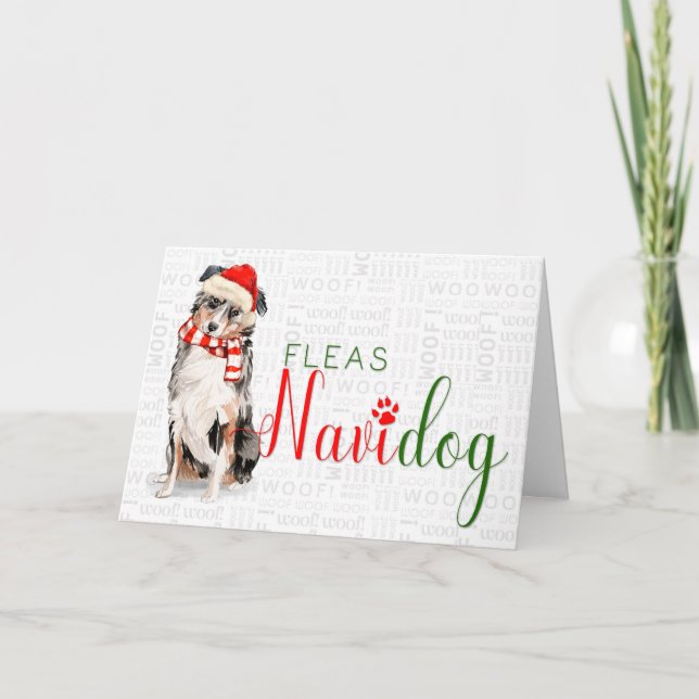 Cartão De Festividades Shepherd Funny Fleas Navidog Natal (Frente)