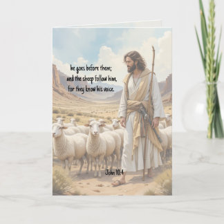 Cartão De Festividades Shepherd goes before them Bible Scripture
