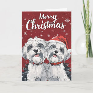 Cartão De Festividades Shi Tzu Feliz Natal Personalizado