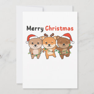 Cartão De Festividades Shiba Inu Feliz Cachorro de Natal