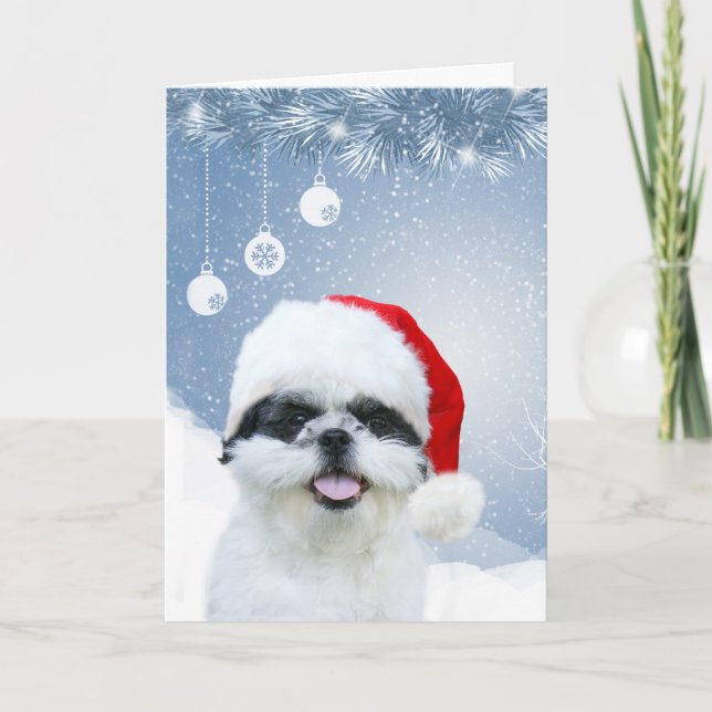 Cartão De Festividades Shih Tzu Christmas (Frente)