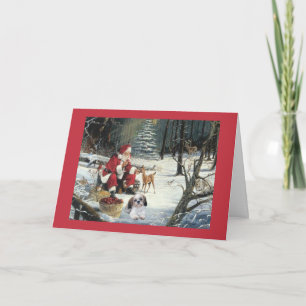 Cartão De Festividades Shih Tzu Christmas Card Santa Woods1