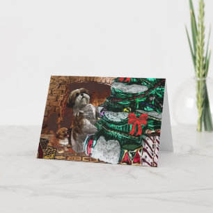 Cartão De Festividades Shih Tzu Christmas Tree Collage