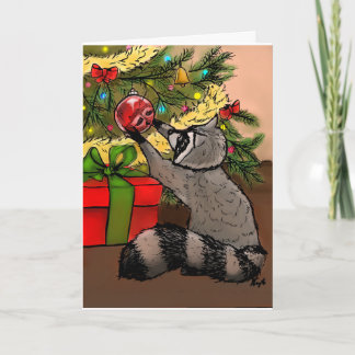Cartão De Festividades Shiny Holiday Raccoon