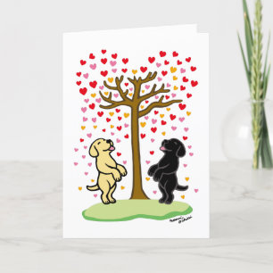 Cartão De Festividades Shower of Hearts Yellow and Black Labs Valentine