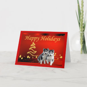 Cartão De Festividades Siberian Husky Christmas Card Stars