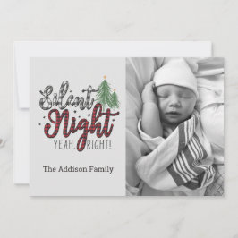 Cartão De Festividades Silent Night Yeah Right Plaid Christmas Card